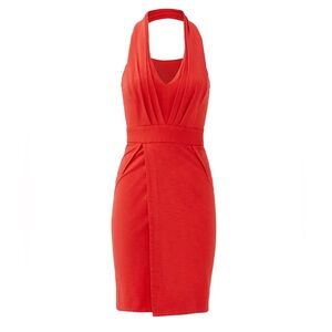 Yigal Azrouël Coral Red Halter Bodycon Dress – Designer